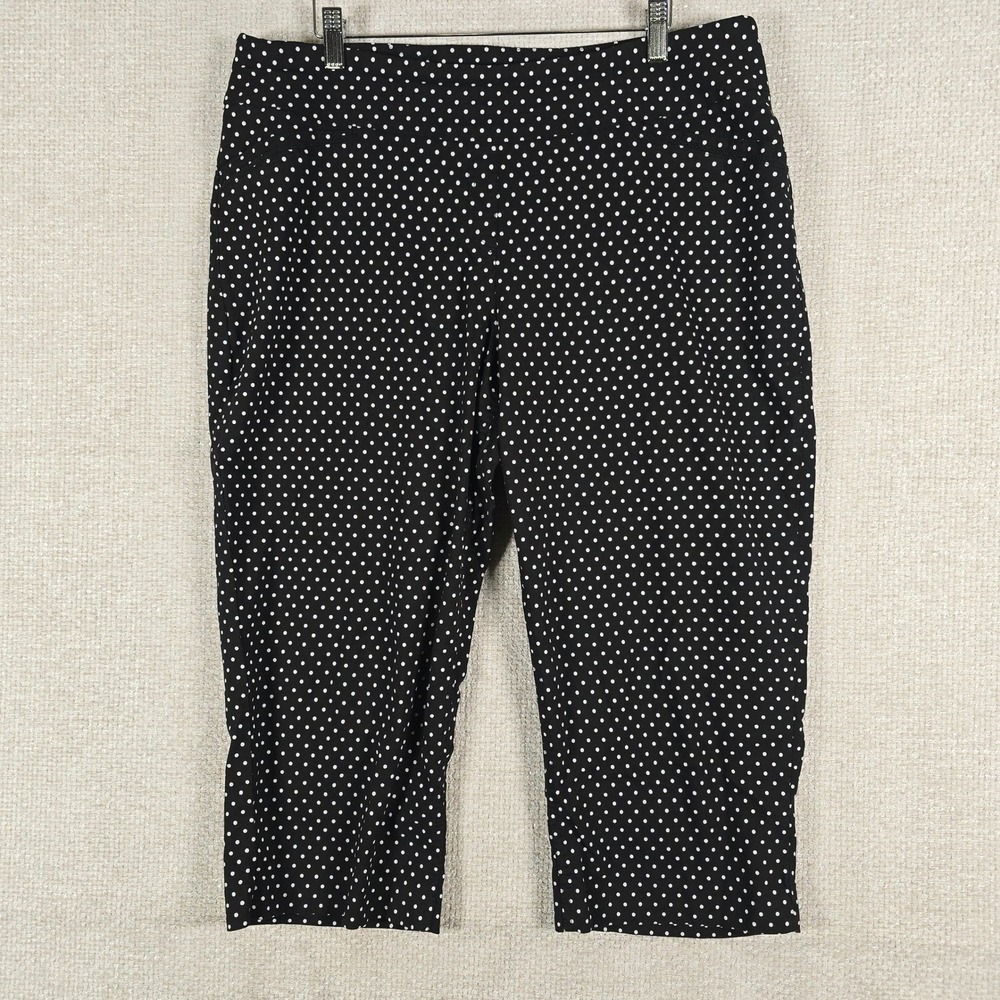 Westbound Woman Black White Polka Dot Cropped Capri Pants Plus Size 18W Stretch